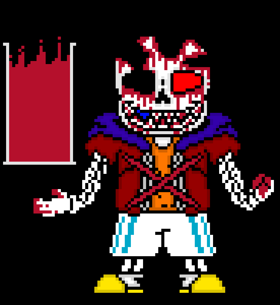 [e8cb42] *come back with a massive vial (art not up to scale it would take  up the whole sheet) and drops it flooding the whole area making the two drown in his blood* heheheh have fun!! *tps away again*