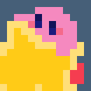 [4a8e17] *Kirby took out a rock and threw it into the water, when it hit the surface of it, it made an odd sound.*