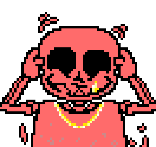 [d2a6e1] "Listen bud... I'd like to talk more... but I'd rather not get in trouble... eheh..." =Summons a giant red gaster blaster, fitted with various spikes, a giant red flame coming out of the back, and speakers on the side, blaring heavy metal=