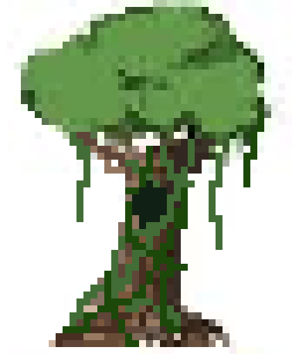 normal  tree with hole and vines