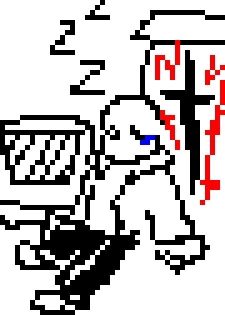 [35dc76] [Sans is sleeping, leaned up against his machine under a tree, near where the workshop disappeared]