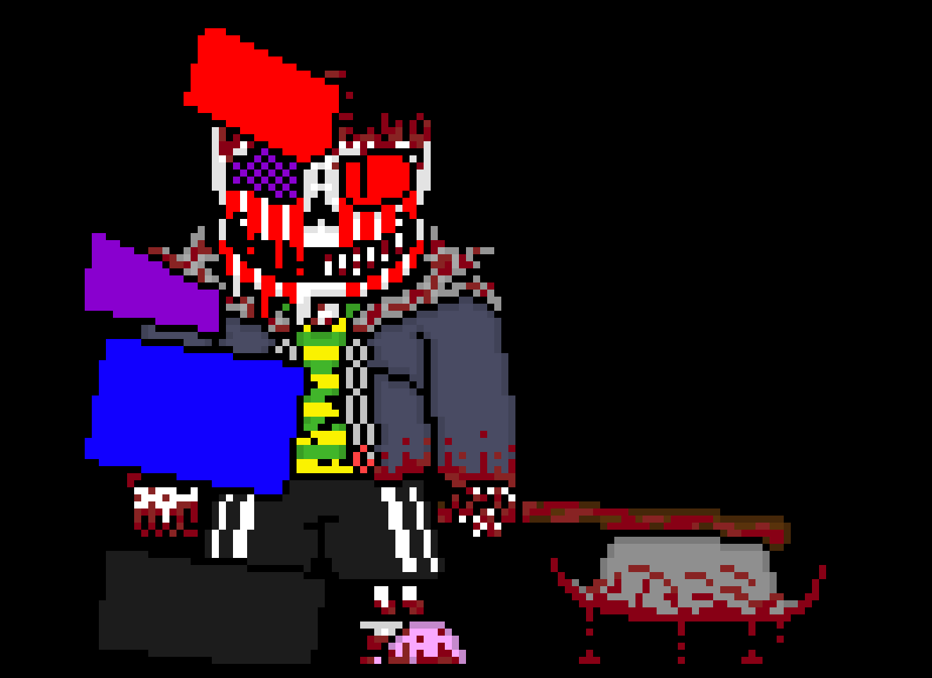 [e8cb42] walks in to snowdin* hey kid you might wanna run qui- *his voice becomes distorted and gets overlapped with another voice* heh come here kid give ya pal a hug (=