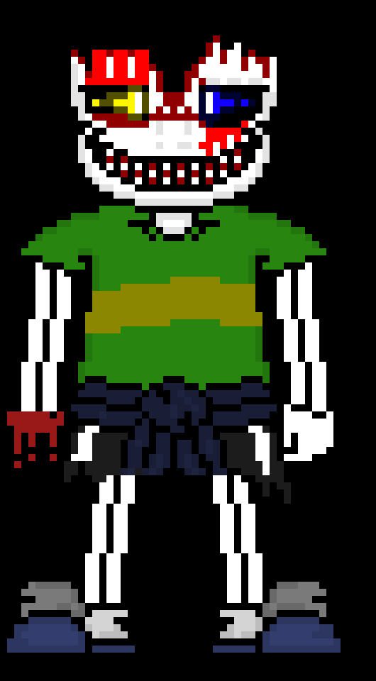 revert!terror: terror was fighting madness, when he backhanded terror so hard, his right eyes determination stream flipped, while terror was worried about that, madness broke off a peice of his skull and cut his arm off. this affected him so hard, he got his emotions back, yet multi and delete want nothing to do with him anymore