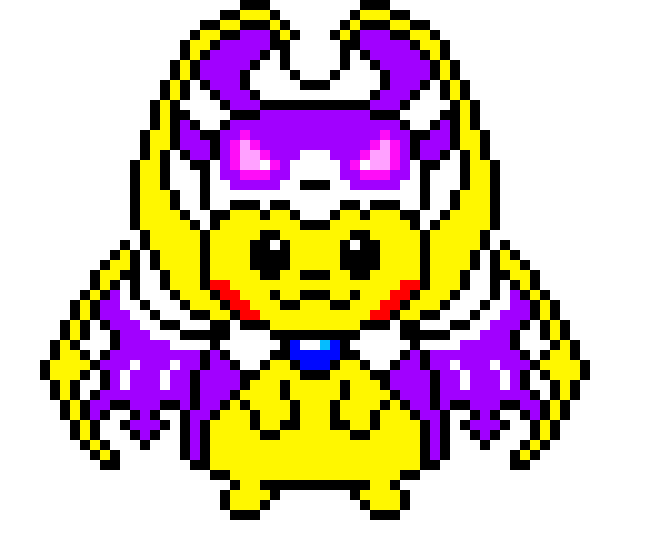 Pikachu in a lunala costume