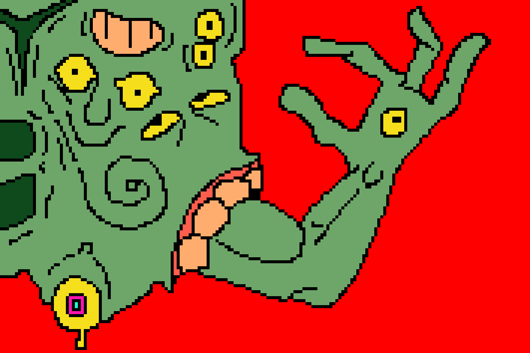 [823b65] jonas' abilities have to do with identity, manifesting as the ability to create what are called "doppels", strange, half-baked copies of existing people. this right here is the amalgamate, a construct made of multiple fused doppels, and its what the group is currently fighting.