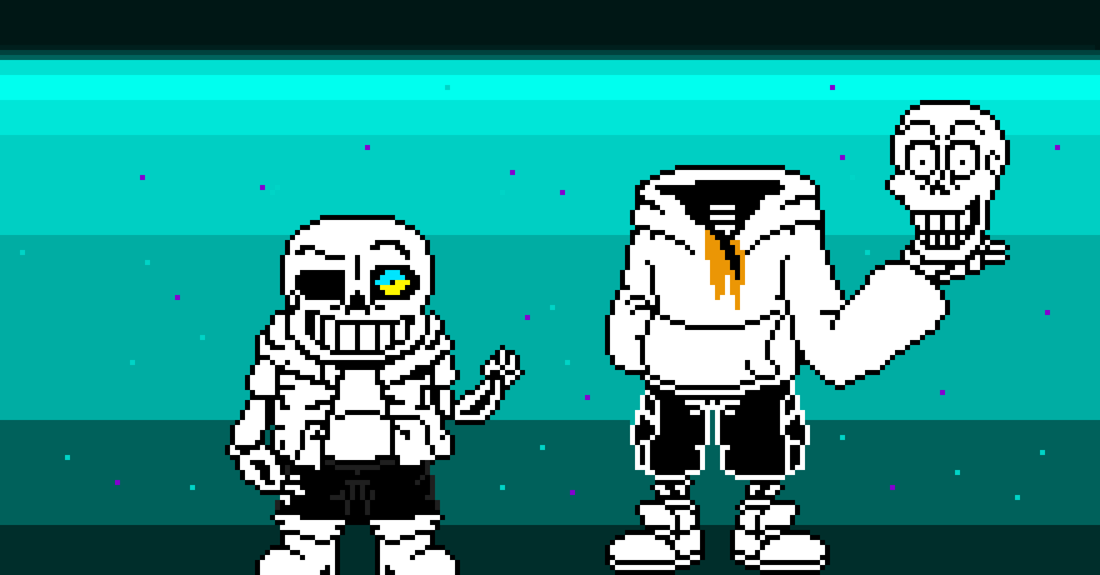[ce6ea9] (Sans: BROTHER, THEY WON'T LEAVE OUR SPRITE ALONE. Papyrus: eh, what are we gonna do? Sans: WE VANDALIZE BACK! Papyrus: works for me.)