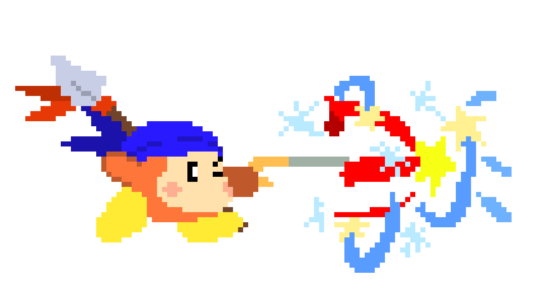 [777455] Hey! No! You're not getting away like that! *He then tagged Prince Fluff with the parasol, then went towards him and actually tagged him*