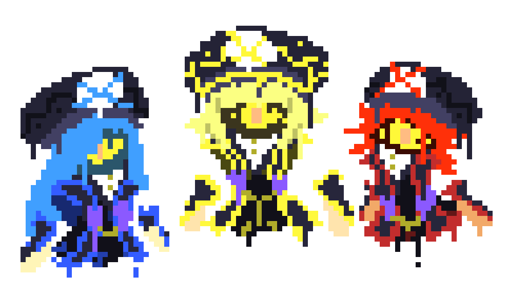 [777455] *In response to seeing the Mage Sisters all perform their large attacks, the Fake Mages would attempt to try and replicate it, however they had gotten attacked greatly, all falling apart for a moment and attempting to come back together.*