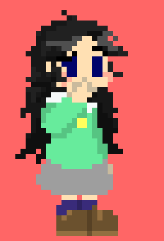 [777455] *She used her effect and her hair became a lot longer* I don't know, it just makes me have long hair and I lose my hat- Nothing too exciting-